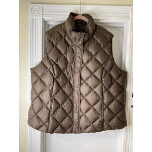 Eddie Bauer Women's Premium Goose Down Puffer Vest Brown Fleece Lining Size 4X
